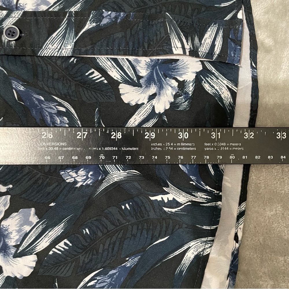 Fried Denim Slim Fit Floral Button Down Shirt Mens Size XL Black Blue - Picture 8 of 8